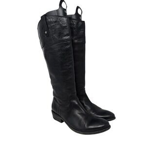 Frye Melissa Button Black Leather Tall Riding Boots Womens 7.5 B 3470068